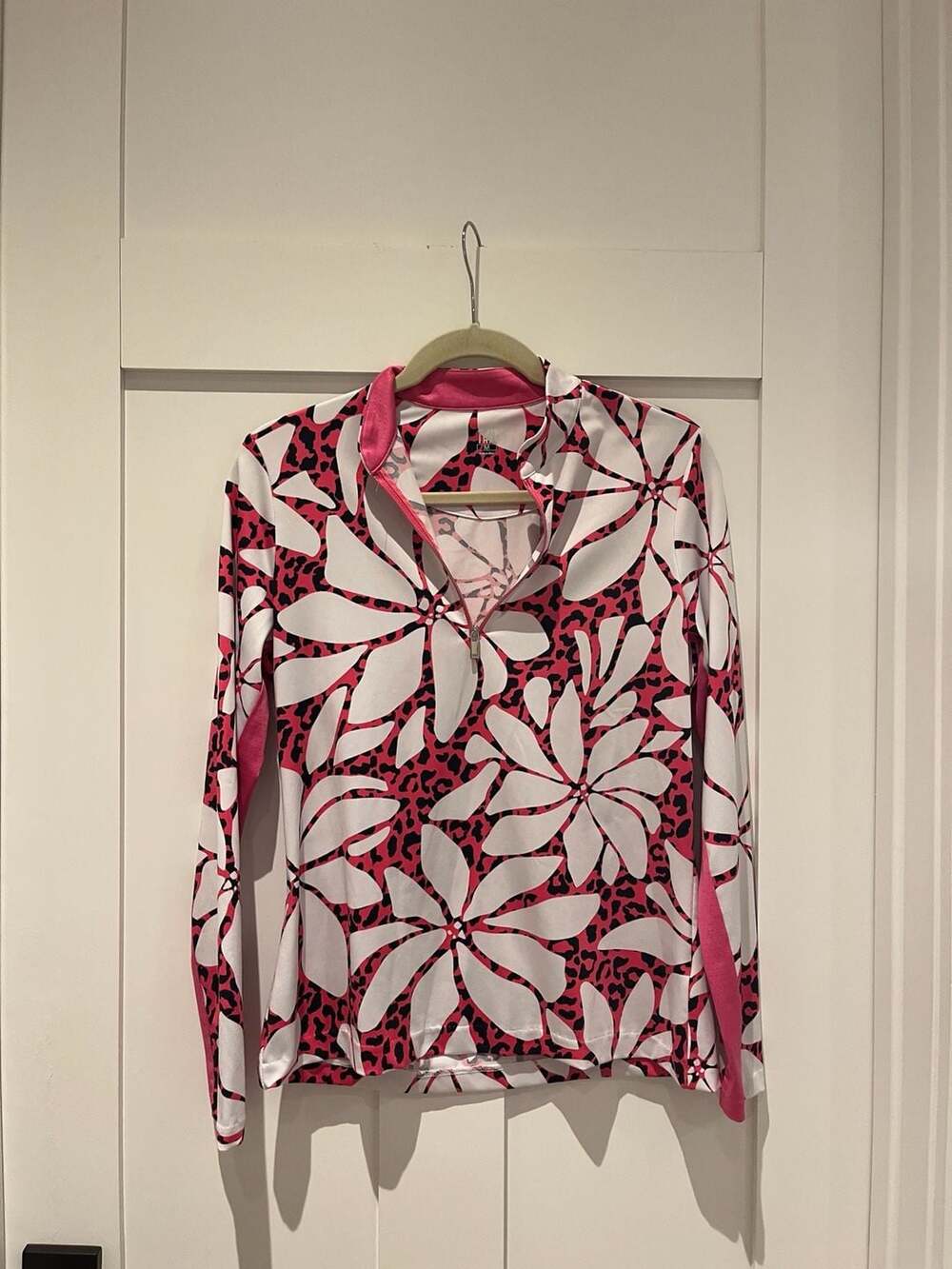 Tail Activewear Women's Long Sleeve Mini Mock Golf Top in Starflower Print
